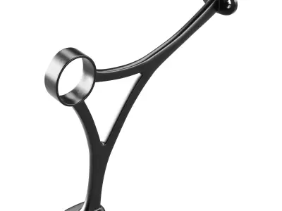 Polished Solid Brass Wall Mount Bar Bracket for Hanging Rail 3D model