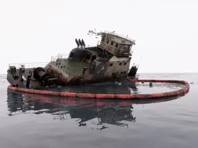Old Push Boat 3D model