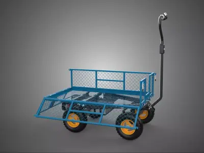 HEAVY DUTY ELECTRIC STEEL MESH GARDEN CART TROLLEY 4 FOUR WHEELS 3D model