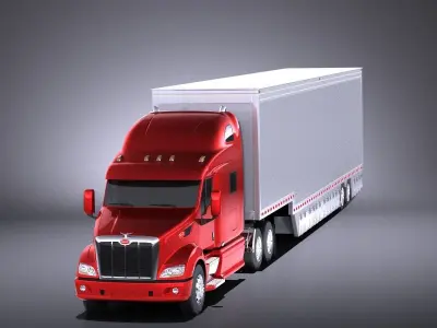 Peterbilt 587 2017 truck with trailer VRAY 3D model