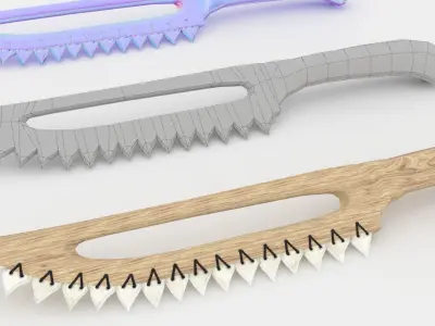 combat knife made from the teeth of sharks Low-poly 3D model