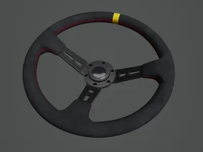 Steering Wheel 01 - Variation A - Red Stiches Low-poly 3D model