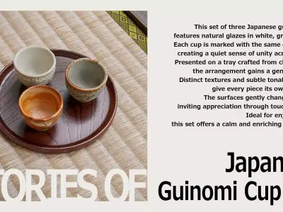 Japanese Guinomi Cup Set Low-poly 3D model