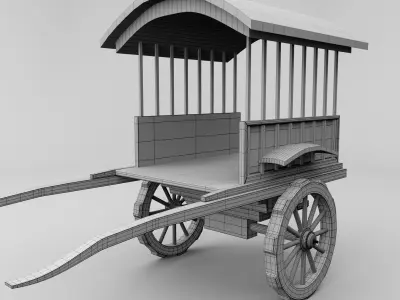 Medieval Wooden Horse Cart 3D model
