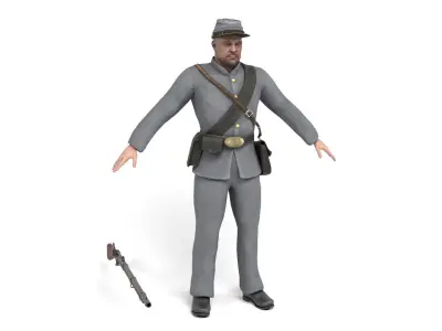 Confederate Soldier 2 Low-poly 3D model