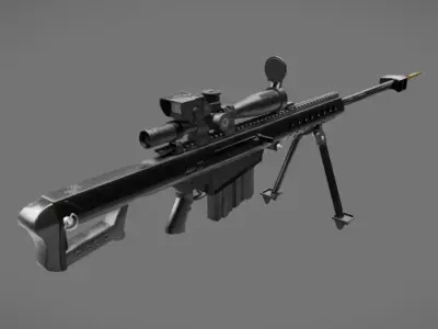 Sniper Rifle Low-poly 3D model 3