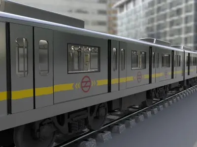 Delhi Metro with track  Low-poly 3D model
