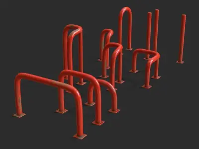 Red Fence Protector Pack Low-poly 3D model
