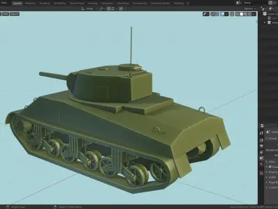 Sherman Tank Base Mesh Low-poly 3D model