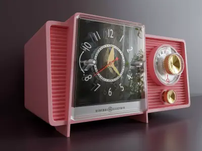 Vintage radio with clock 90 3D model
