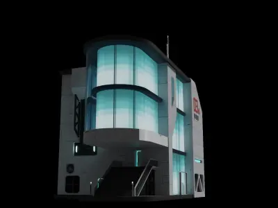 Sci-fi building laboratory Low-poly 3D model