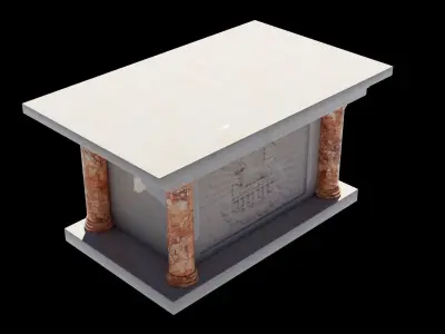 Altar 3D realistic model marble pedestal with columns Low-poly 3D model
