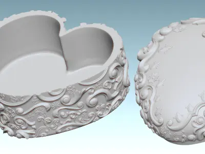 Heart Shaped Art Nouveau Jewelry Box 3D Printable 3D print model
