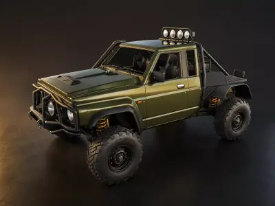 Offroad Pickup Truck Rigged Low Poly 3D Model 4x4 Low-poly 3D model