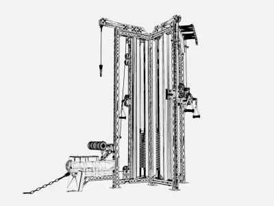 Heavy-Duty multi-gym functional trainer 3D model