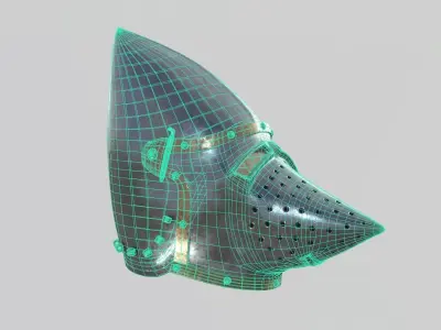 Medieval Bascinet Helmet Low-poly 3D model