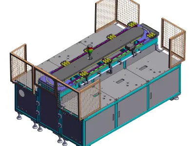 Automated peeling labeling and assembly cycle line 3D model