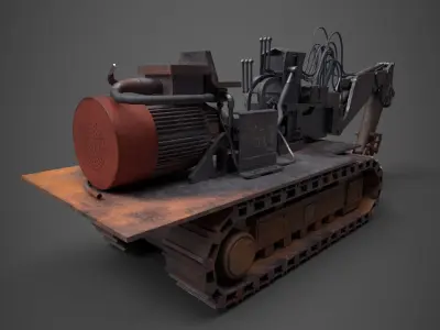 Heavy Duty Tunnel Excavator Rusted Machine Low-poly 3D model