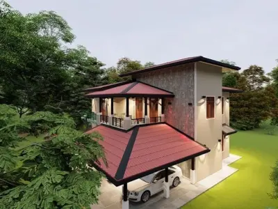3D HOME house with car parked Free 3D model