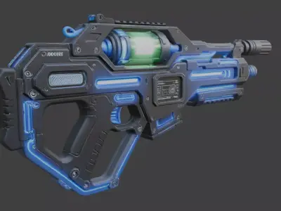 Futuristic Sci-Fi Energy Blaster Gun 3D Model 3D model