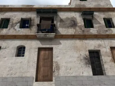 Old High-Quality 3D Colonial House Low-poly 3D model 16