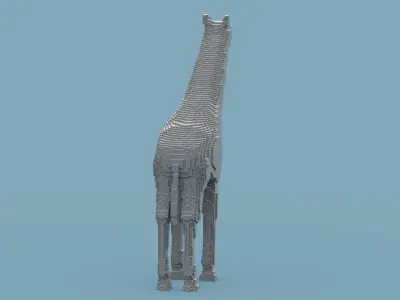 Voxel Giraffe Low-poly 3D model