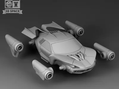 Futuristic A car with jet engines 3D print model