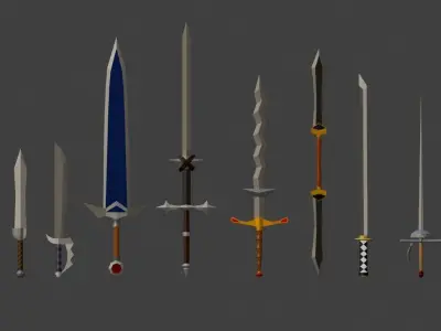 Very low-poly 22 melee weapons Low-poly 3D model