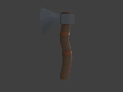 Simple Wood Axe Weapon low-poly game ready Low-poly 3D model