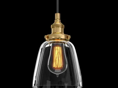 20TH C FACTORY FILAMENT CLEAR GLASS CLOCHE PENDANT 3D model