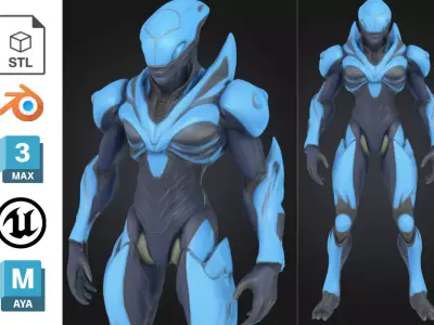 Stylized Sci Fi Alien Soldier Low-poly 3D model