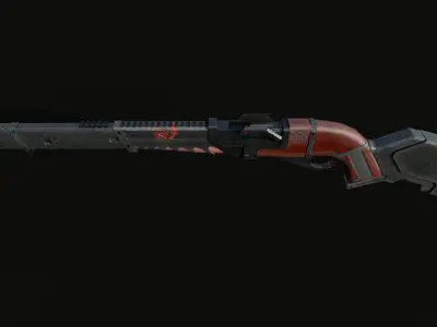 High Powered Sci-Fi Shotgun  Low-poly 3D model