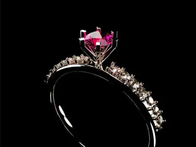 3D gold Diamond Ring for Wedding and Engagement  3D model