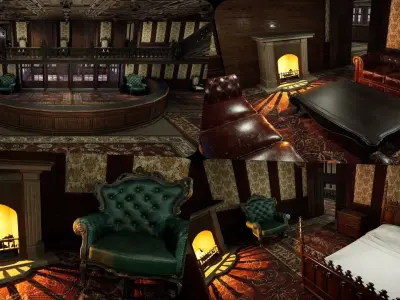 15 Room Victorian Hotel Mansion Manor House 3D model