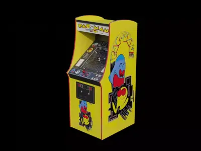 Retro Pac Man Arcade Machine 8K and 4K Textures Low-poly 3D model