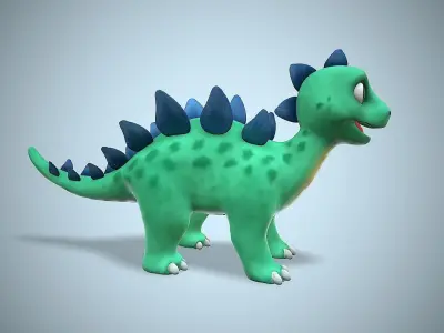 cartoon stego Low-poly 3D model