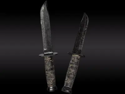 Military Hunting Knife - 3D Model Low-poly 3D model