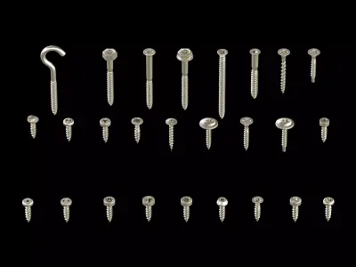 166 Screw Bolt head Pack Low-poly 3D model