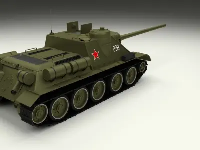 SU 100 with Interior Camo HDRI 3D model