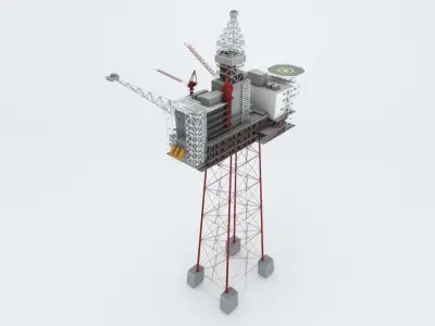 Ringhorne Offshore Oil platform Low-poly 3D model