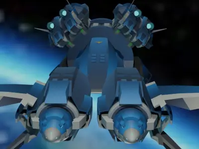 Ptolemaios futuristic spaceship flying in space 3D model