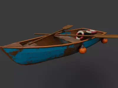 Wooden Boat  Low-poly 3D model
