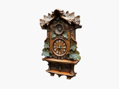 Antique Cuckoo Wooden Wall Clock Low-poly 3D model