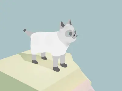 Low poly handpainted cat Low-poly 3D model