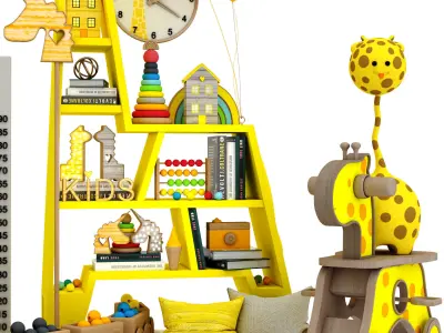giraffe shelf with toys Low-poly 3D model