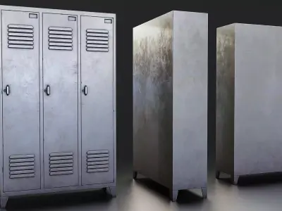 Industrial Metal Locker Low-poly 3D model