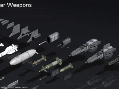 Scifi Fighter VF145 Low-poly 3D model