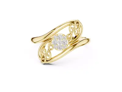 Jewelry Vintage Diamond Filigree Scroll Flowing Split Ring 3D print model