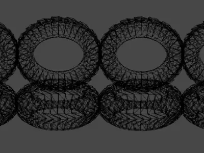 Large Car Tyres with Tread and rubber look material Low-poly 3D model