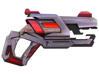 Cartoon Gun Blaster Barrel Nagan Nuff Pistol Revolver Cannon Low-poly 3D model get